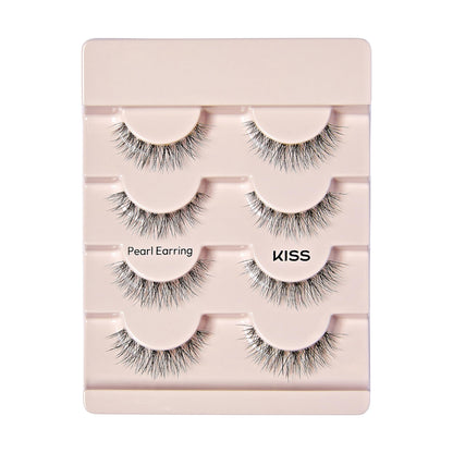 Kiss The New Natural, False Eyelashes, 'Pearl Earring', 12mm, Includes 4 Pairs Of Lashes, Easy to Apply, Reusable Lash Clusters