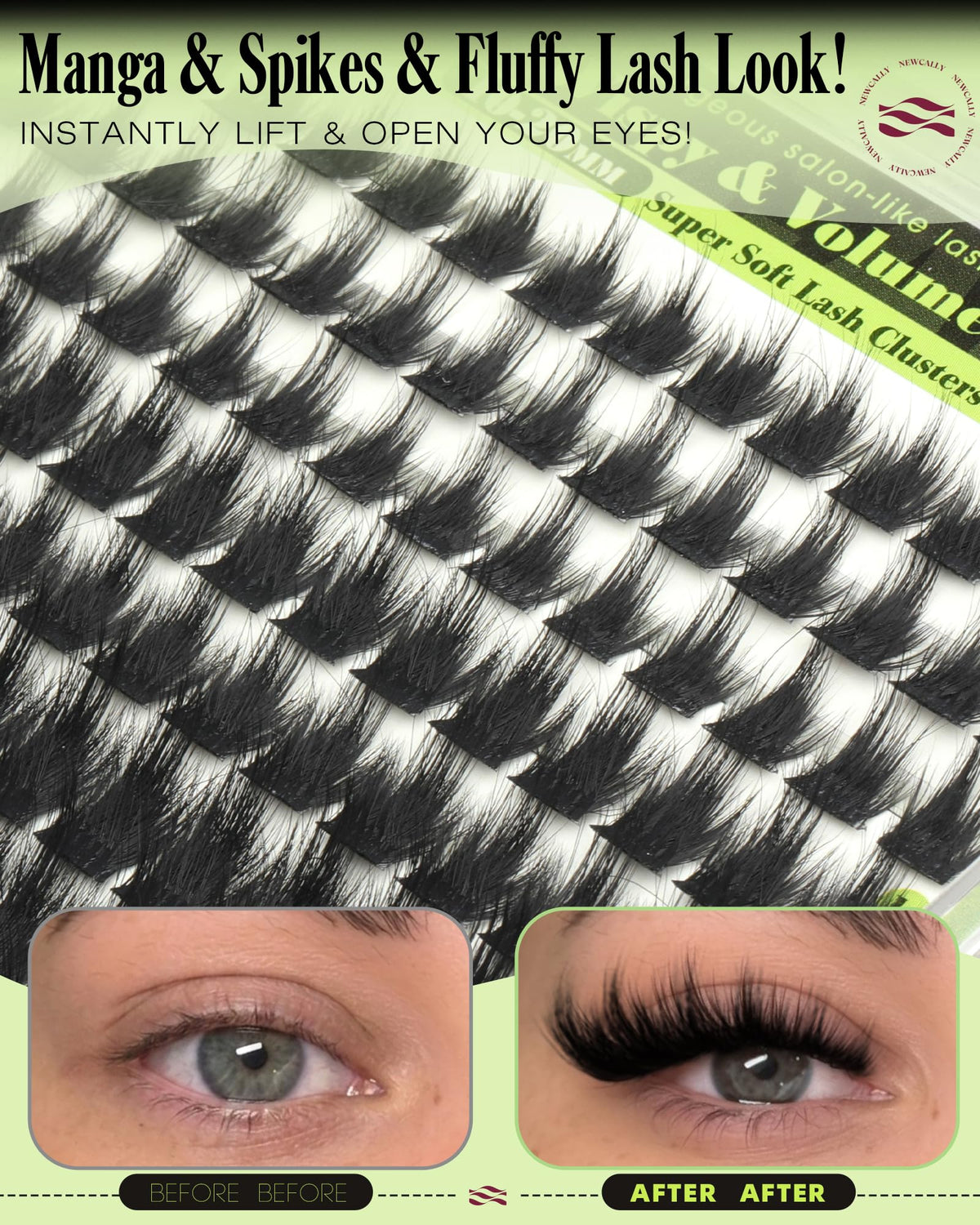 Fluffy Lash Clusters with Spikes Manga Eyelash Clusters Wispy Mega Volume