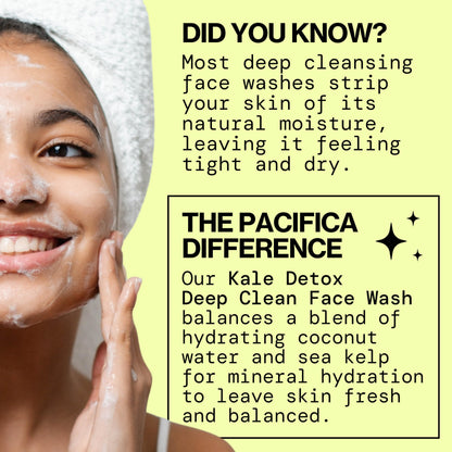 Pacifica Kale Detox Face Wash for Oily & Acne-Prone Skin, Deep Cleansing Facial Cleanser & Makeup Remover with Super Greens Kale, Seaweed & Clay, 5 fl oz –Clean Beauty, Vegan & Cruelty-Free