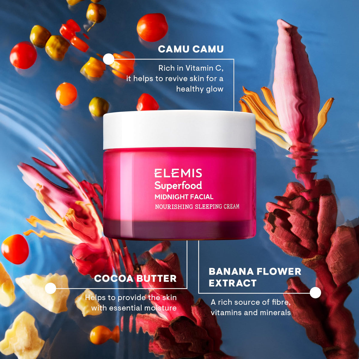 ELEMIS Superfood Midnight Facial, Moisturizing Prebiotic Face Cream 50ml