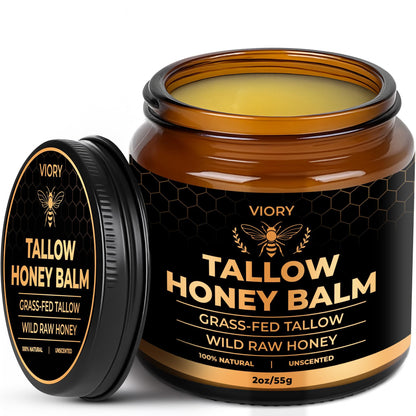 VIORY Tallow and Honey Balm for Face, Beef Tallow for Skin, Moisturizer