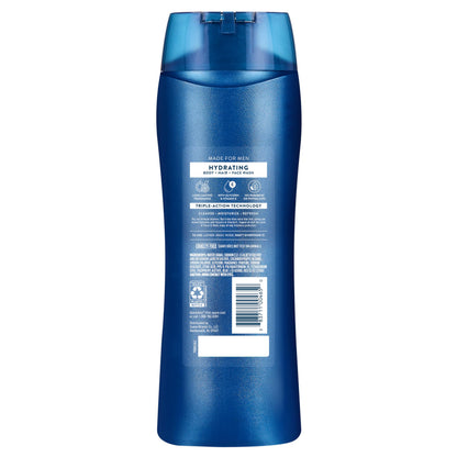 Suave Men Hydrating 3-in-1 Body + Hair + Face Wash with Glycerin & Vitamin E, Cleanse, Moisturize, Refresh, No Parabens or Pthalatates, Long-Lasting Fragrance, 18 FL OZ