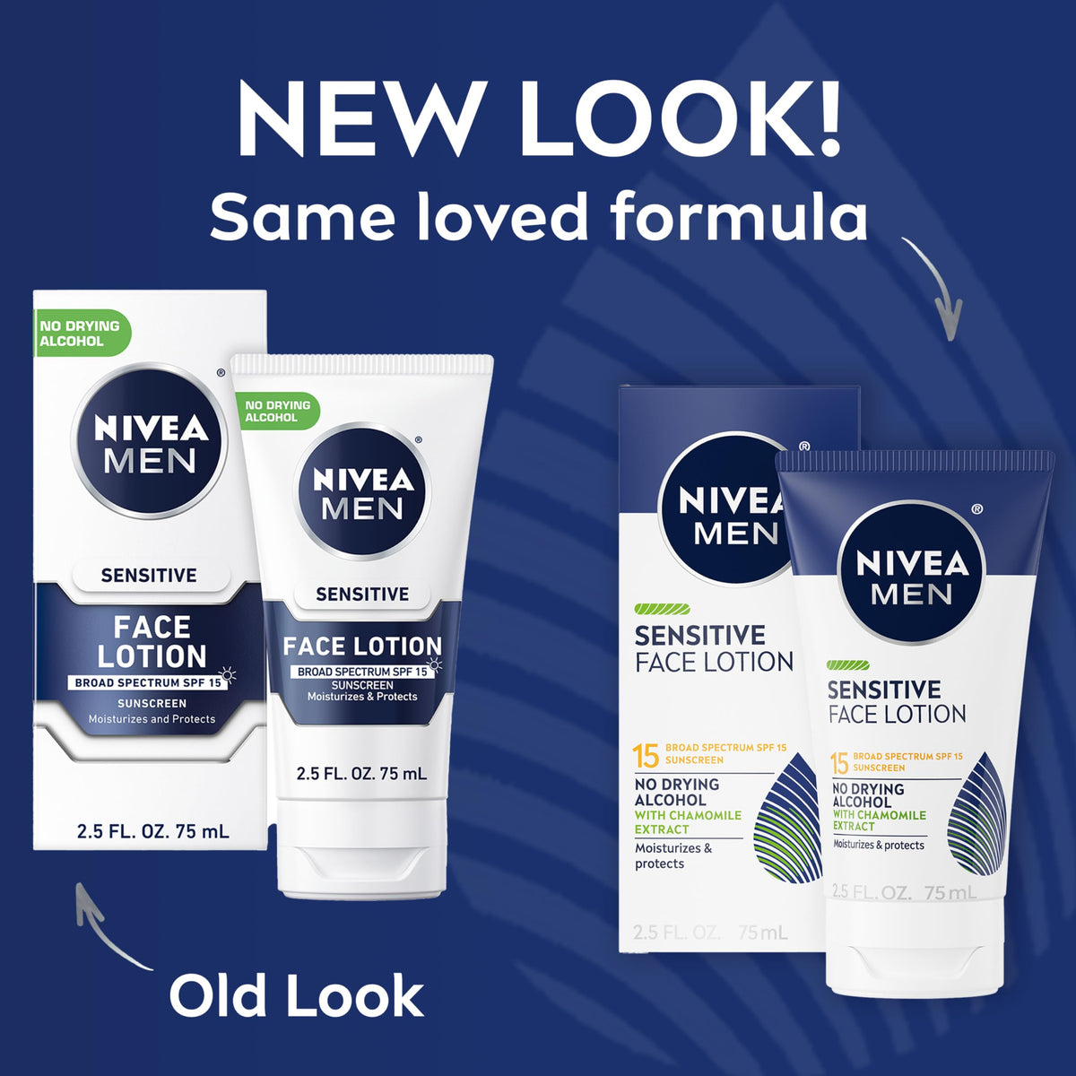 NIVEA MEN Sensitive Face Lotion, SPF 15 Sunscreen, Multipack, 3 x 2.5 FL OZ