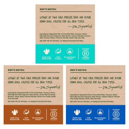 Dr. Squatch Mini Natural Men’s Bar Soap, Body Soap Bar (2.3oz, 3-Pack)