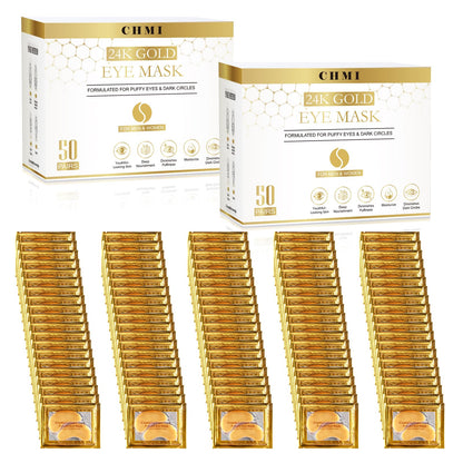 CHMI 24K Gold Under Eye Patches 100 Pairs Collagen, Dark Circles, Wrinkles