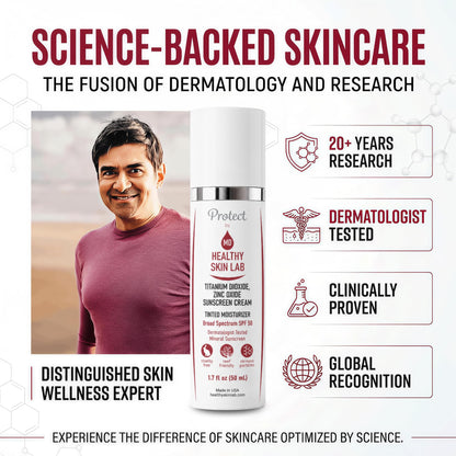 Healthy Skin Lab Protect Tinted Moisturizer SPF 50, Sheer Universal Tint, Lightweight Hydrating Mineral Sunscreen for Face, Hyaluronic Acid, Broad-Spectrum Daily SPF, Dermatologist-Tested, 1.8 oz