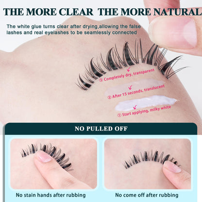 Foxy Beauty Lash Clusters Kit Lashes Wispy Lash Clusters Natural Eyelash Clusters Manga spikes Cluster Eyelash Extensions invisible Band Fairy Eyelashes with Lash glue & Seal remover tweezers 10-16mm