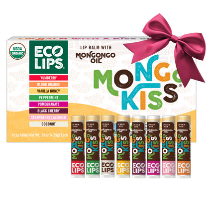Eco Lips Mongo Kiss USDA Organic Lip Balm Variety 8-Pack Gift Set