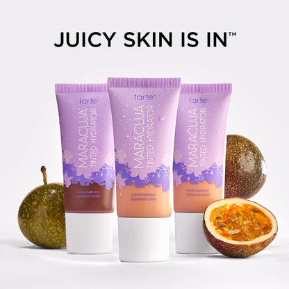 tarte maracuja tinted moisturizer – Lightweight Sheer Foundation with Buildable Longwear Coverage, Hyaluronic Acid for Hydrated Skin, Vegan & Cruelty-Free, full size, 25N light-medium neutral