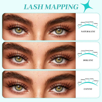 AMZGIRL Lash Clusters Kit 640Pcs, 9-16mm Mix Lashes, 30D+40D+50D+60D