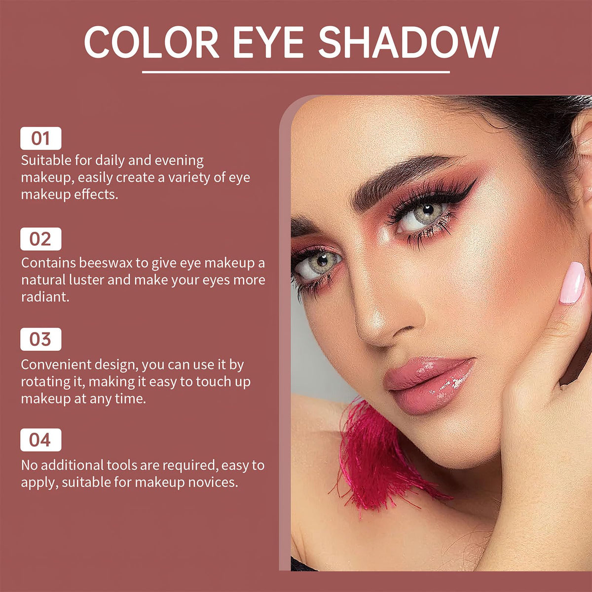 Ylapagne 6 Color Eyeshadow Stick Set, Portable Two Tone Eyeshadow Gradient Stick Glitter Gradient Eye shadow Waterproof Eye shadow Pen for Eye Make Up Tool (3 PCS) (BROWN)