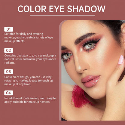 Ylapagne 6 Color Eyeshadow Stick Set, Portable Two Tone Eyeshadow Gradient Stick Glitter Gradient Eye shadow Waterproof Eye shadow Pen for Eye Make Up Tool (3 PCS) (BROWN)