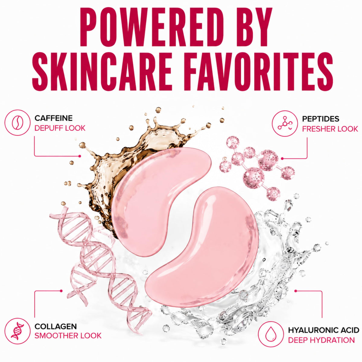 Eye Patches with Pink Peptides & Collagen for Puffy Eyes and Dark Circles