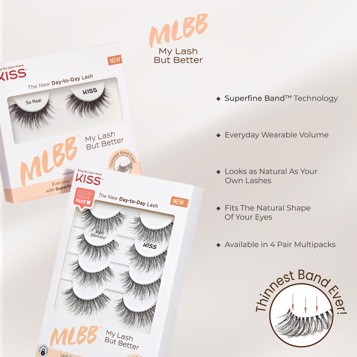 Kiss My Lash But Better, False Eyelashes, 'Still Touch', 7mm-15mm, Includes 4 Pairs Strip Lashes, Easy to Apply, Reusable Lash Clusters