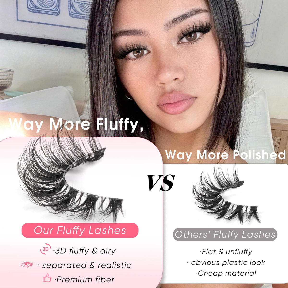 False Lashes Natural Look Fake Eyelashes Wispy Cat Eye Lashes Clear Band False Eyelashes 16MM Faux Mink Lashes Pack 7 Pairs by Ruairie