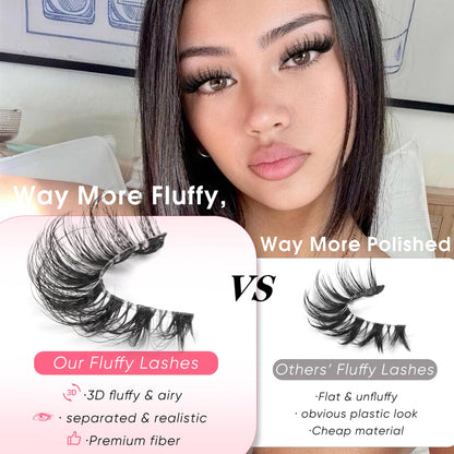 False Lashes Natural Look Fake Eyelashes Wispy Cat Eye Lashes Clear Band False Eyelashes 16MM Faux Mink Lashes Pack 7 Pairs by Ruairie