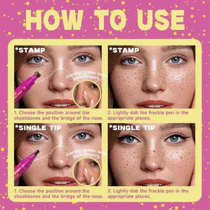 Beauty Glazed Dual-Ended Freckle Stamp Pen – Realistic Faux Freckles Makeup with Soft Sponge Stamp & Precision Tip – Waterproof Long-Lasting Freckle Marker for Natural or Bold Looks (01 Beige Brown)