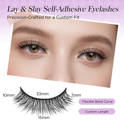 BEYELIAN Self Adhesive Eyelashes, Pre Glued Wispy False Lashes Strip Lash