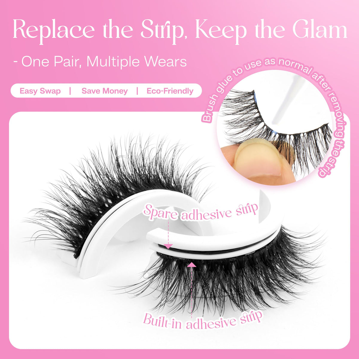 CALAILIS Self Adhesive Eyelashes Natural Look Wispy Press On Lashes No Glue Need Eyelashes 5 Pairs Reusable Cat Eye Self-adhesive False Lashes (C122)