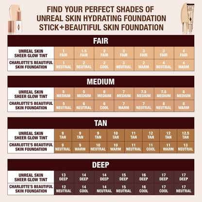 Charlotte Tilbury Unreal Skin Tint & Sheer Glow Hydrating Foundation Stick