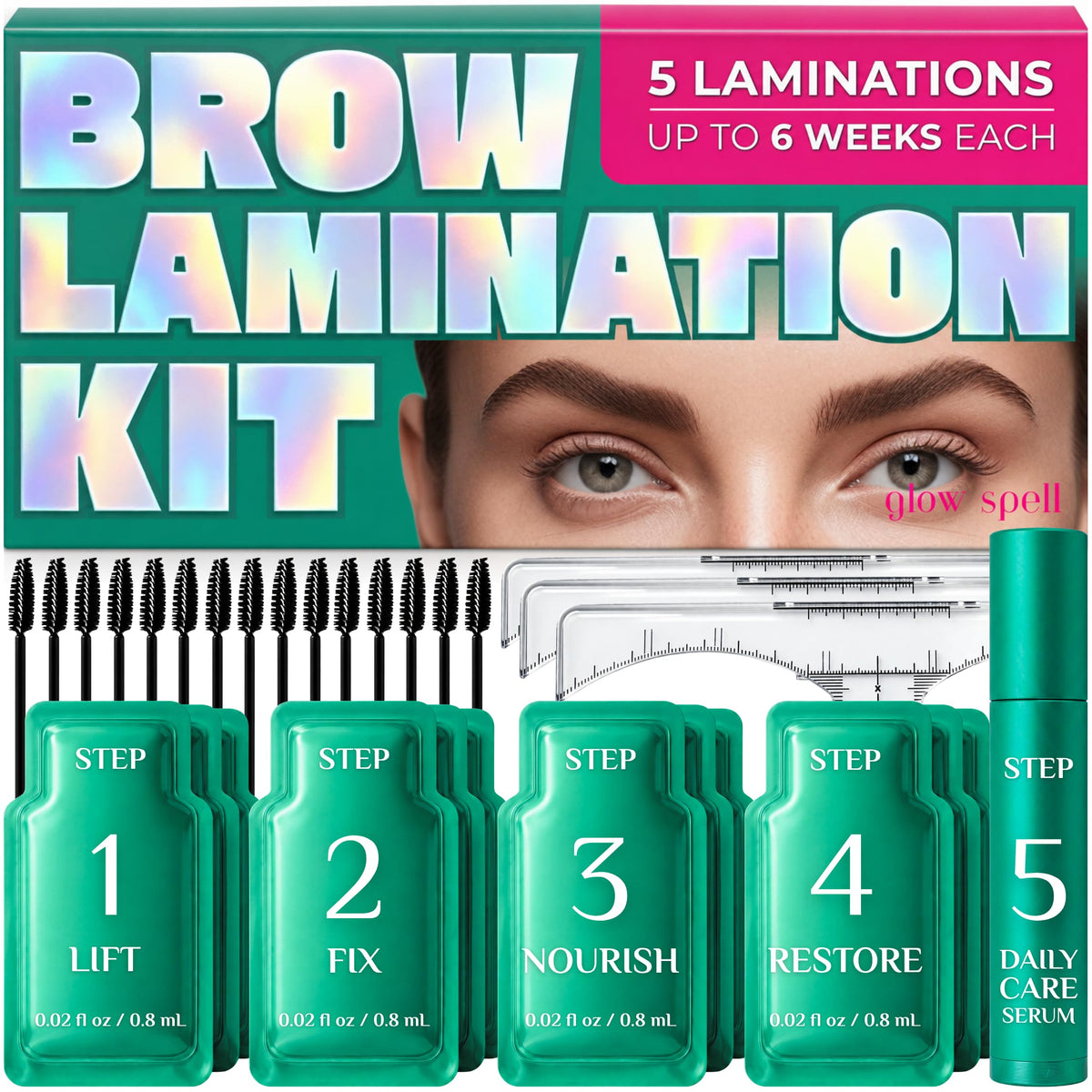 Brow Lamination Kit – PRO At Home Lift Kit with Mapping Rulers & Aftercare