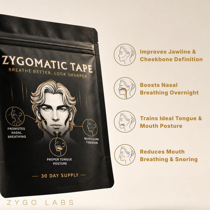 Zygomatic Face Tape - Zygo Tape Face Strips for Facial Posture & Definition | Skin-Friendly Cotton Face Tape for Men & Women, Daily Myofunctional Habits - 120 Strips, 30 Day Supply
