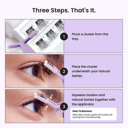 Kiss Impress False Eyelashes, Lash Clusters, Cluster Multipack, 'Soft Natural', 8mm-14mm, Includes 50 Pre-Glued Clusters, Contact Lens Friendly, Easy to Apply, Reusable Strip Lashes