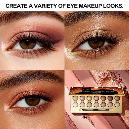 PRALOVIXAE 14-Color Baked Eyeshadow Palette, Matte & Shimmer, Sunset Blush