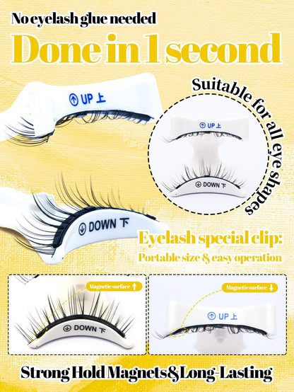 Elara Craft Magnetic Eyelashes, Magnetic Lashes with Applicator,Reusable Magnetic Lashes without Eyeliner, Glue-free False Lashes, Waterproof, Lightweight, Suit for Natural Makeup(Natural)