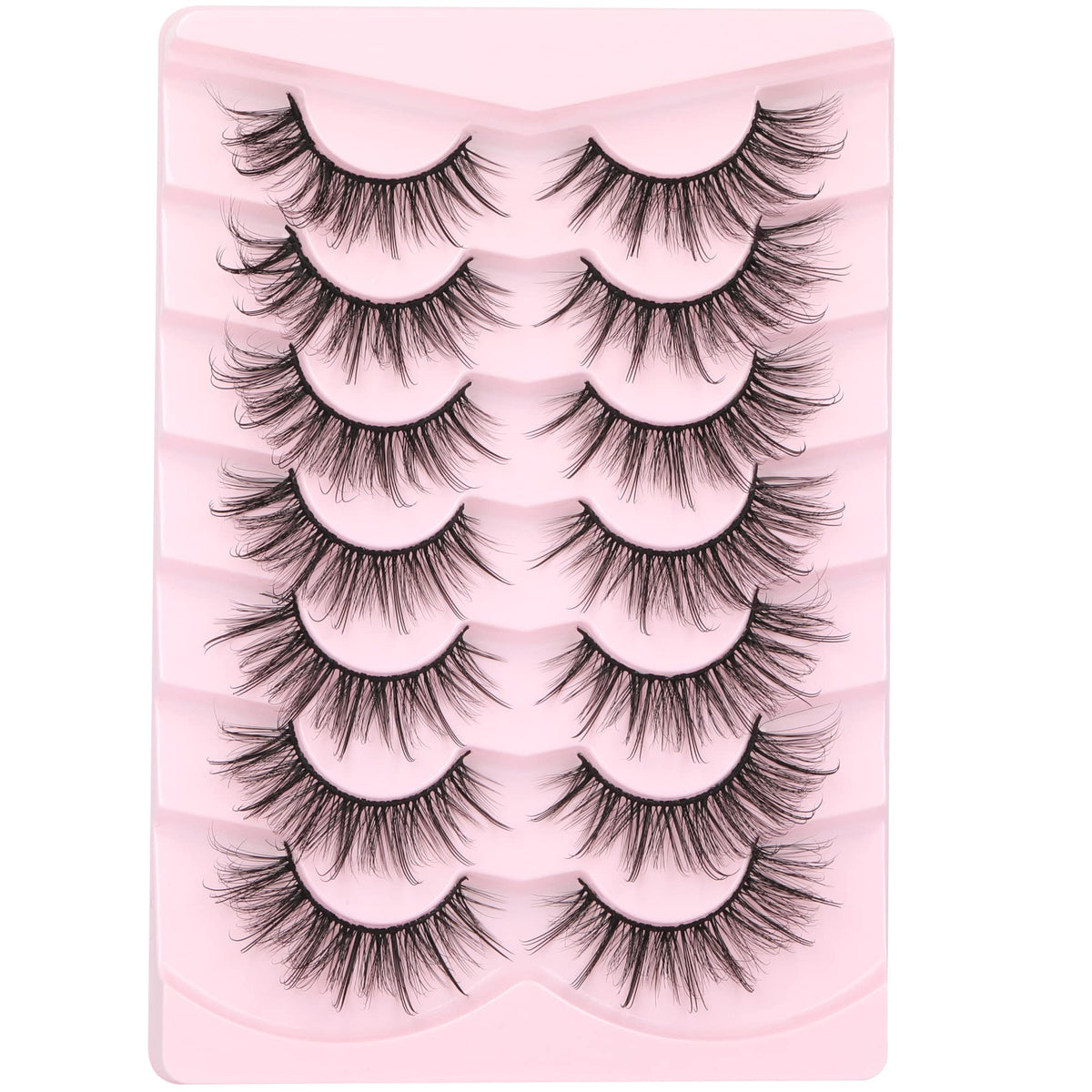 Geeneiya Lashes Wispy Mink Natural Eyelashes Spikes Lash Extensions Look Fluffy False Eyelashes 18mm Long Strip Lashes Cat Eye Eyelashes Fairy Look 7 Pairs Multipack