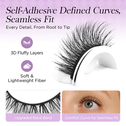 BEYELIAN Self Adhesive Eyelashes, Pre Glued Wispy False Lashes Strip Lash