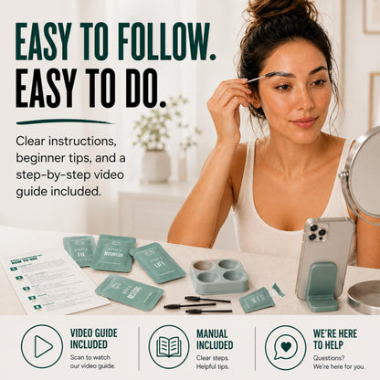 Brow Lamination Kit – PRO At Home Lift Kit with Mapping Rulers & Aftercare