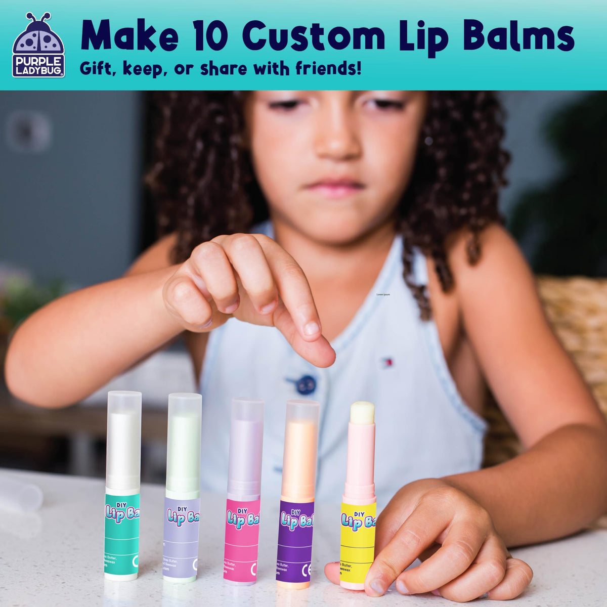 DIY Lip Balm Kit for Ages 8+, Natural Ingredients, 10 Tubes in 0.14 oz Each