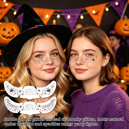 8 Pcs Glitter Halloween Freckle Tattoos for Women Halloween Costume Parties