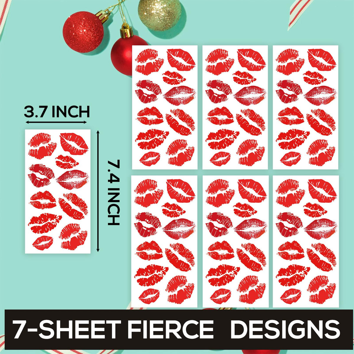 Bright Red Lip Print Temporary Tattoo Sticker Halloween Face Tattoos