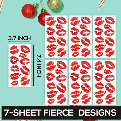 Bright Red Lip Print Temporary Tattoo Sticker Halloween Face Tattoos