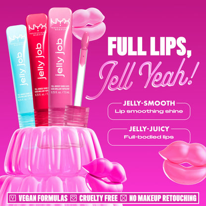 NYX PROFESSIONAL MAKEUP Jelly Job Lip Gloss, Lip Tint Gloss with Full-Bodied, Smoothing, and Hyper-Glossy Shine - Honey, It's Jelly (Nude Pearl Shimmer)