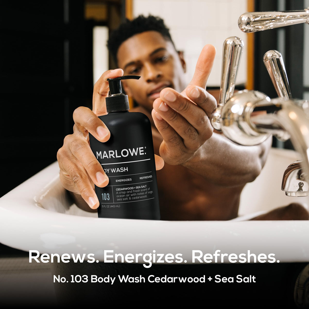 MARLOWE. Men's Body Wash, Refreshing Shower Gel, Cedarwood, 15 oz Pump