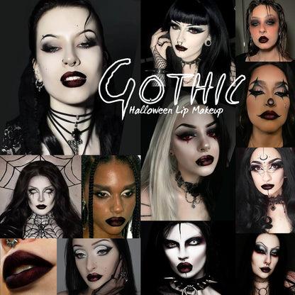 Goth Lip Gloss, Highly Pigmented Matte Burgundy Dark Lipstick with Shimmer, Silky Long Lasting Goth Makeup Shiny Lip Stain for Women, Moisturizing Lipstick for Daily, Halloween Vampire, Witch, Theater