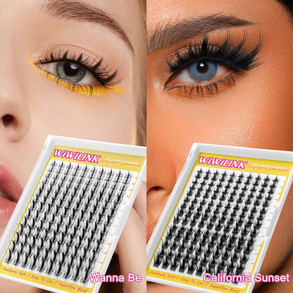 WiWiLINK California Sunset Lash Clusters, 8-18mm Manga Cluster Lashes Only