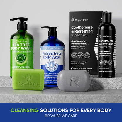 Roycederm Antibacterial & Antifungal Body Wash (16.9 fl oz) - Antibacterial Soap for Odor, Back Acne, Jock Itch, Athlete’s Foot & Eczema - Kills 99.9% of Germs & Bacteria - Non-Drying Daily Cleanse