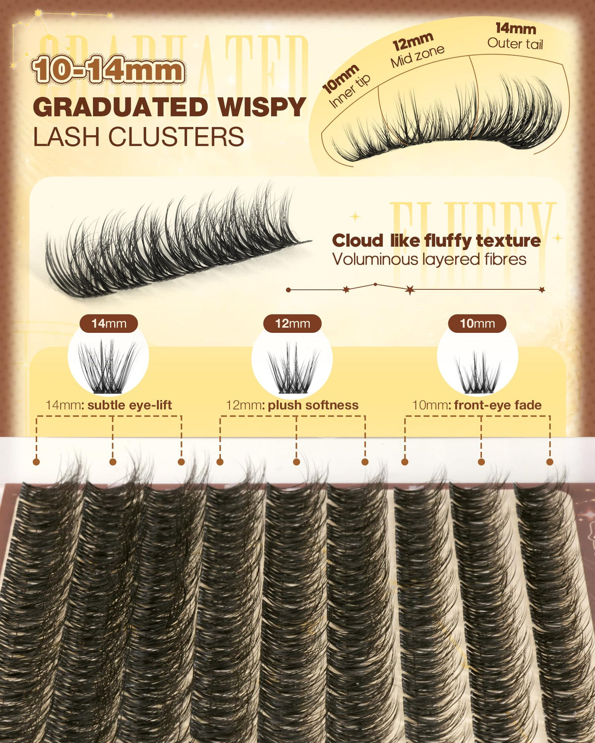 Wispy Lash Clusters Short 10-14mm Natural Eyelash Clusters Fluffy Cluster Eyelash Extensions Soft Individual Lashes with Invisible Band CD Curly for Daily Wear by zenotti