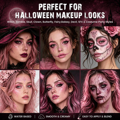 BOBISUKA Light Pink Face Paint Stick, Highly Pigmented Full Coverage Washable Cream Face & Body Paint for Halloween Doll Sugar Skull Unicorn Panther Clown Cosplay SFX & Costume Party