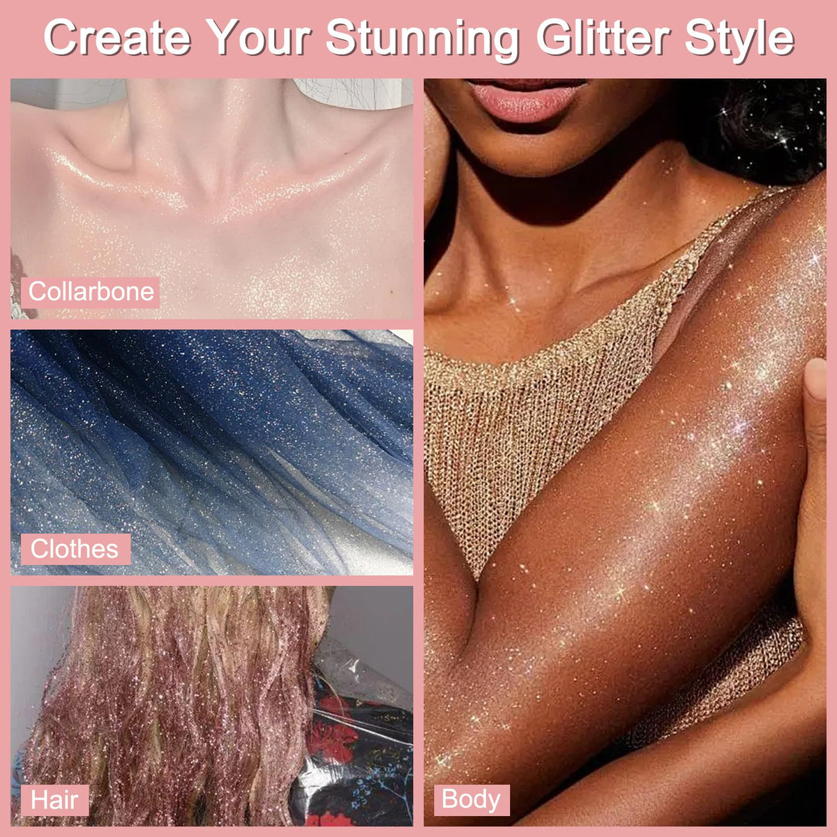 Boko Body Glitter Spray, 120ML Holographic Silver Rainbow Glitter Hairspray