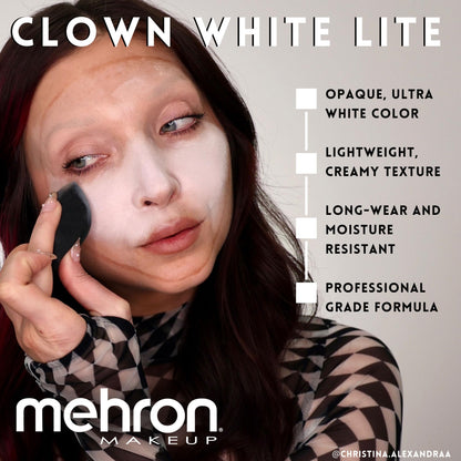 Mehron Makeup Clown White Lite - 2.25 oz, Vegan Cream Face & Body Paint