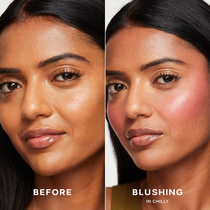 Saie Dew Liquid Blush for Cheeks - Hydrating Cream Blush Stick with a Blendable + Buildable Formula - Skincare Infused Dewy Cheek Tint for a Natural Flush - Glowy Makeup Essential - Chilly (.40 oz)
