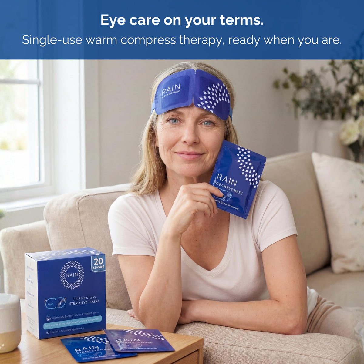 Rain Self Heating Eye Compress, Heated Eye Masks for Dry Eyes 20 Masks