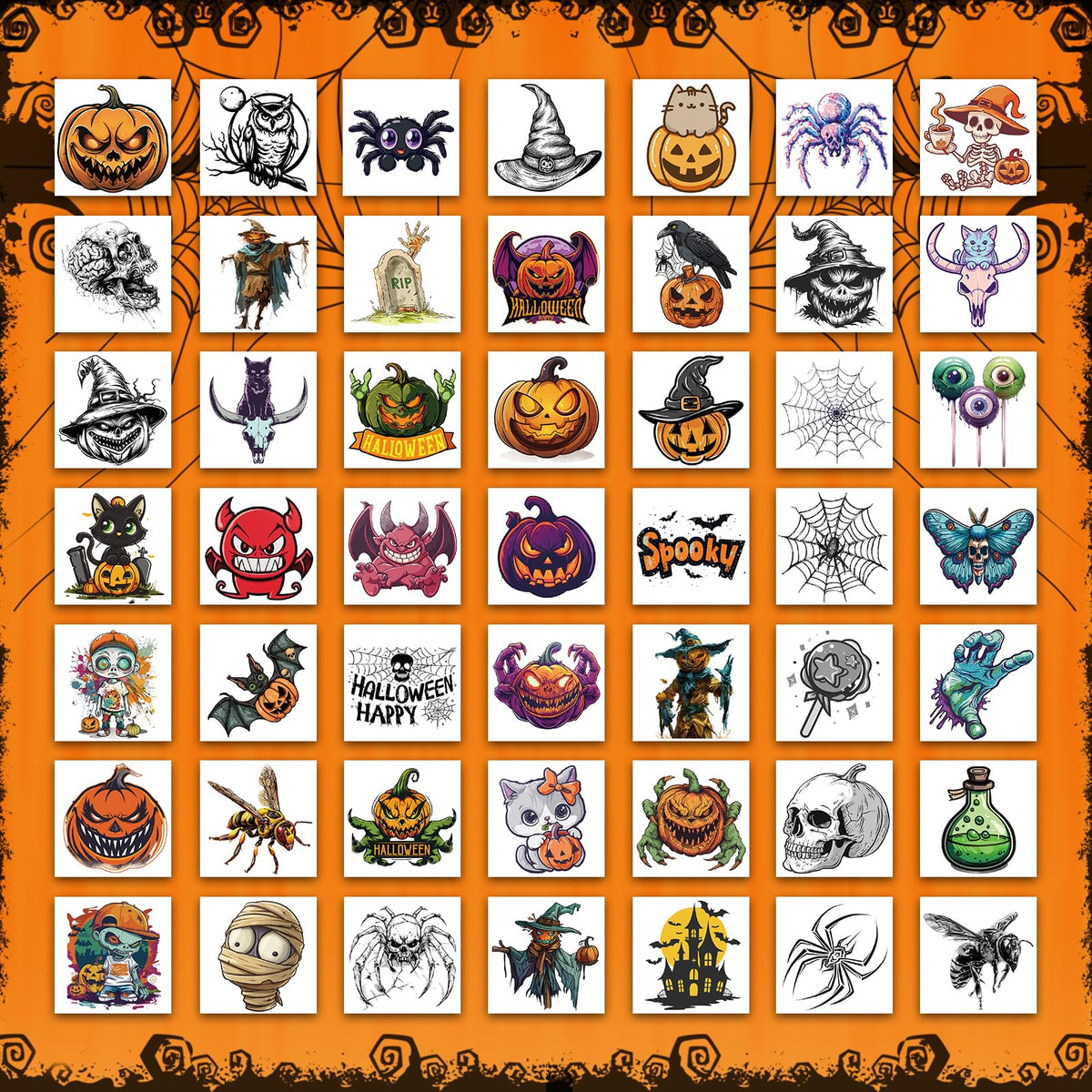 Ozepao 100 Pcs Halloween Temporary Tattoos for Adults and Kids