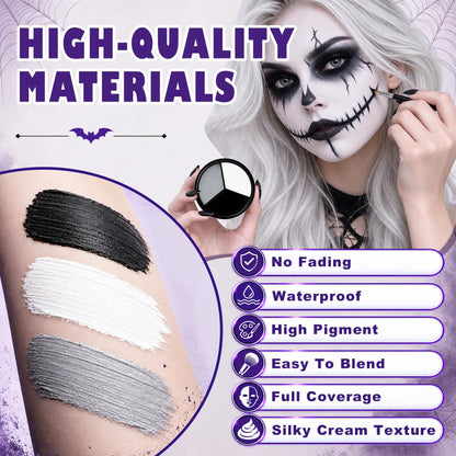 XINGXYUEL Halloween Skeleton Makeup Kit, White Black Grey Face Body Paint