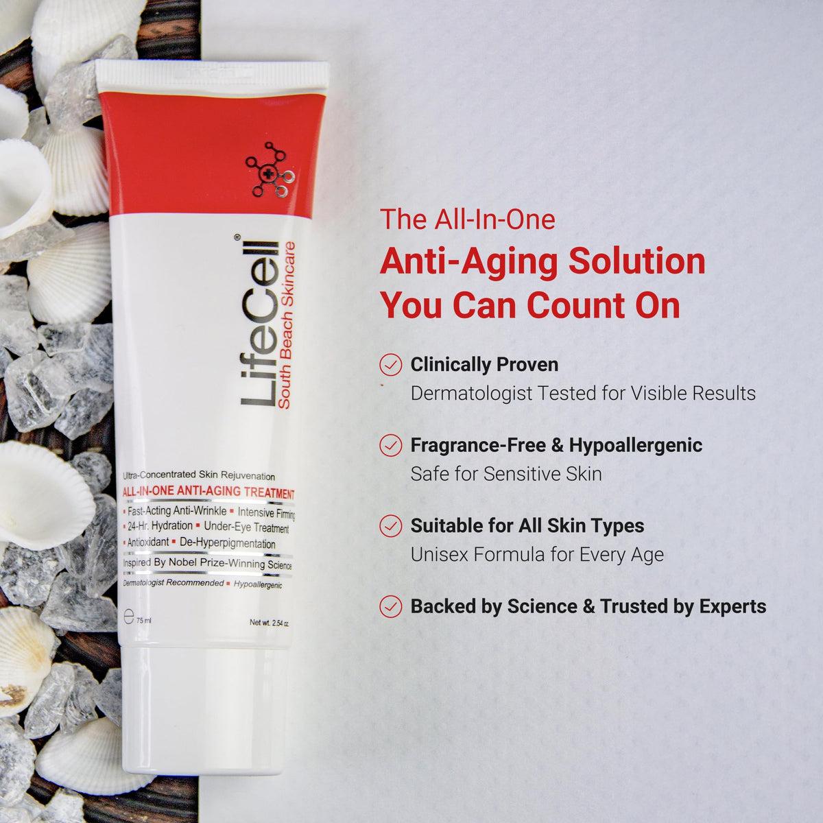 LifeCell Anti-Aging Cream for Wrinkles, Fine Lines & Dark Circles, 2.54oz